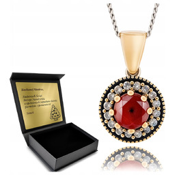 Naszyjnik Srebrny 925 Z Cyrkoniami I Rubinem