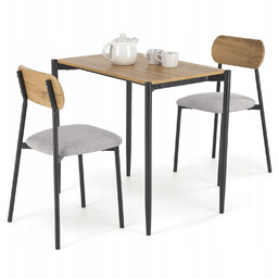 Stół z Krzesłami 2x Krzesło Tapicerowane Loft Naturalny