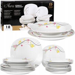 Serwis Obiadowy Porcelanowy Komplet Talerzy Na 6 Osób