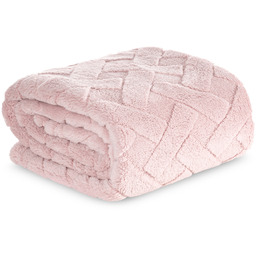 Koc 150 x 200 Pluszowy Jodełka Caro Róż