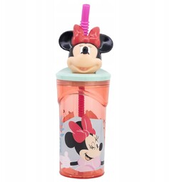 MYSZKA MINNIE RÓŻOWY KUBEK SZKLANKA ZE SŁOMKĄ 3D