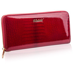 Betlewski, Portfel skórzany damski, czerwony, 10x19 cm