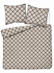 Detexpol Pościel z perkalu beżowa z geometrycznym wzorem