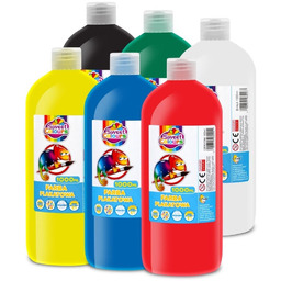 Farby plakatowe w butelkach 1000ml (6 kolorów)