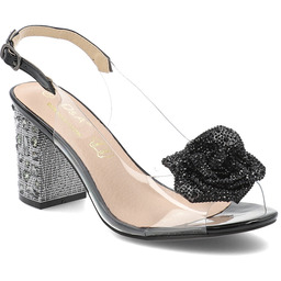 S.Barski Czarne Sandały Eleganckie Obuwie Damskie Z Broszką