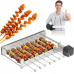 Grill Elektryczny Ogrodowy Usb Automatyczny Obrotowy Szaszłyki Stal