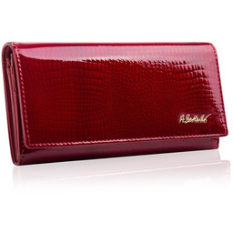 Betlewski, Portfel skórzany damski, czerwony, 10x18,5 cm