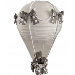 Lampa Latający Balon z misiem Szara W Serduszka