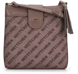 Damska crossbody z ekoskóry w logo beżowa