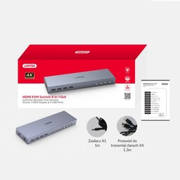 Unitek Przełącznik KVM 4K HDMI 2.0 4-in 1-out