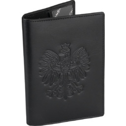 Etui skórzane na paszport czarne okładka z orzełkiem