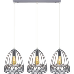 Lampa wisząca metalowa szara 3-punktowa 80cm 6802/3