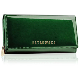 Betlewski, Portfel skórzany damski, zielony, 10x19,5 cm