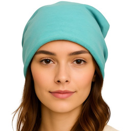 Czapka Damska Beanie Włoska Cienka Smerfetka Jednolita Miętowa