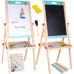 Tablica Magnetyczna Kredowa 2w1 Dwustronna Stojąca Edukacyjna +