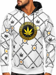 Biała z nadrukiem bluza męska z kapturem Denley