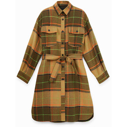 Długi płaszcz w tartanową kratę