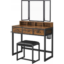 Toaletka Kosmetyczna z Lustrem Biurko Ciemny Brąz