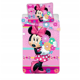 Pościel bawełniana 140x200 Myszka Mini Minnie Mouse kwiaty