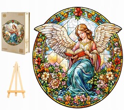 Puzzle Drewniane Duże 280 Elementów Anioł Witraż