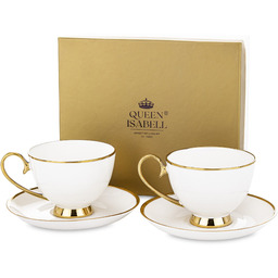 Filiżanki porcelanowe komplet 2 sztuk biało złote
