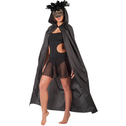 Czarna peleryna z kapturem