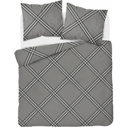 Pościel Bawełna 220X200cm Szara Geometria Wzór Kratka Romb