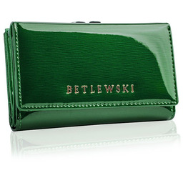 Betlewski, Portfel skórzany damski, zielony, 9x14 cm