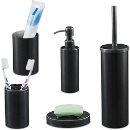 Relaxdays 10038850 zestaw łazienkowy, 5-częściowy, akcesoria łazienkowe, ze