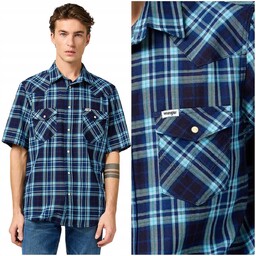 Wrangler SS WESTERN SHIRT Latigo Indigo bawełniana koszula