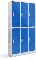 Szafka socjalna ubraniowa BHP szaro-niebieska: 6-drzwiowa IGOR, 900