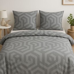 Pościel bawełniana 140x200 cm Szara Ornamenty