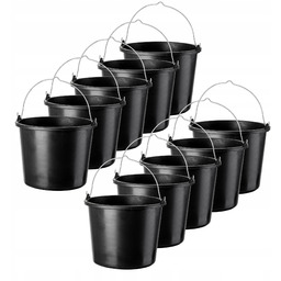 Wiadro plastikowe budowlane Bado czarne 12L, 10 szt.