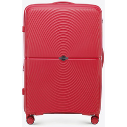 Duża walizka z polipropylenu w okręgi czerwona