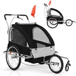 Szara Przyczepka Rowerowa Jogger 2w1 Składana Przyczepa