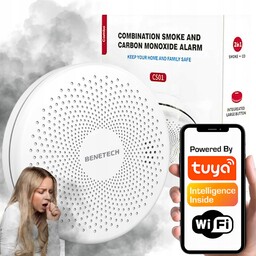 Czujnik Czadu Czujka Dymu 2w1 Smart Odczyt Tlenek