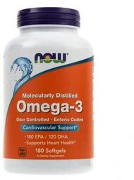 NOW Omega-3 1000mg (EPA 180mg-DHA 120), 180 kaps.
