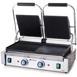 Duży Grill Kontaktowy Elektryczny Podwójny Ryflowany/Gładki Hendi 263907