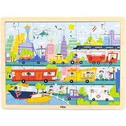 VIGA Puzzle Na podkładce: Poznajemy transport w mieście