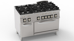 TECNOINOX Kuchnia gastronomiczna gazowa 6-palnikowa z piekarnikiem elektrycznym