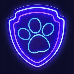 Hanging neon Led Paw Patrol on plexiglass Paw