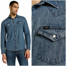 Lee REGULAR WESTERN SHIRT Green Aura DżINS ciemna