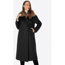 Klasyczny damski płaszcz z wełny czarny