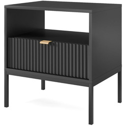 Szafka nocna Nova czarna/czarna (S54), do sypialni, ryflowana