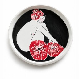 Pakamera Talerz ceramiczny Kobieta i kwiaty