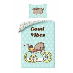 Halantex Pościel bawełniana 140x200 Pusheen miętowa kotek PUS-2705BL