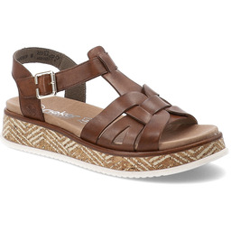 Rieker Brązowe Sandały Modne Obuwie Damskie