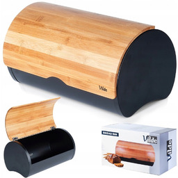 Chlebak Czarny metalowy bambusowy pojemnik kuchenny na pieczywo