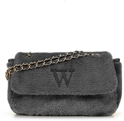 Damska torebka crossbody z futerkiem szara