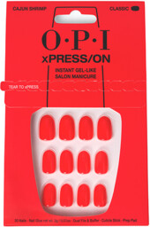 OPI xPRESS/ON, zestaw sztucznych paznokci, koralowy czerwony